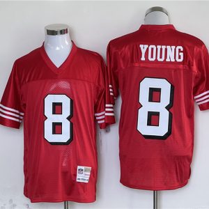 Men's San Francisco 49ers #8 Steve Young Red Stitched Football Jersey - Custom Name