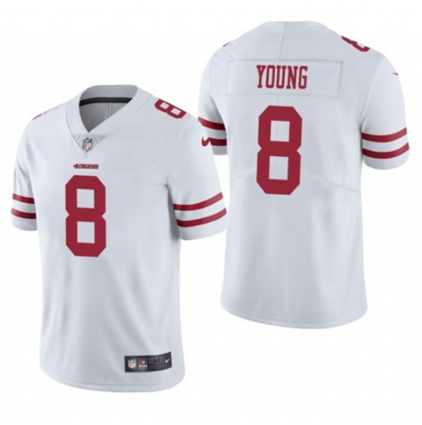 Men's San Francisco 49ers #8 Steve Young White Vapor Untouchable Stitched Baseball Jersey - Custom Name