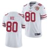 Men's San Francisco 49ers #80 Jerry Rice 2021 White NFL 75th Anniversary Vapor Untouchable Stitched Jersey - Custom Name