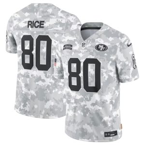 Men's San Francisco 49ers #80 Jerry Rice 2024 F.U.S.E Arctic Camo Salute to Service Limited Stitched Football Jersey - Custom Name