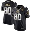 Men's San Francisco 49ers #80 Jerry Rice Black Gold Edition With 75th Anniversary Patch Stitched Jersey - Custom Name