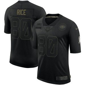 Men's San Francisco 49ers #80 Jerry Rice Black NFL 2020 Salute To Service Limited Stitched Jersey - Custom Name