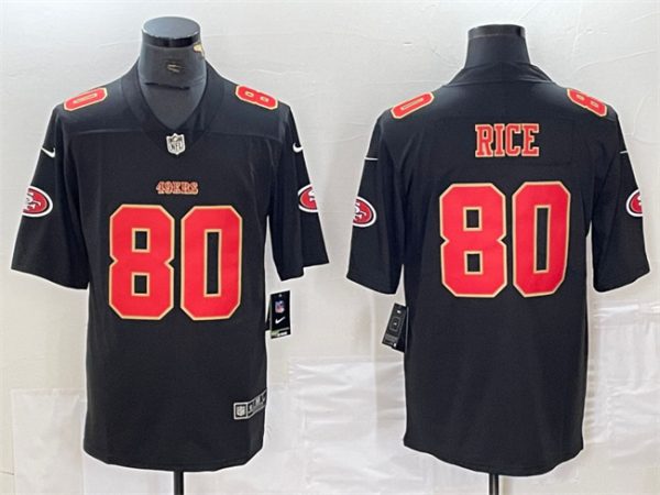 Men's San Francisco 49ers #80 Jerry Rice Black Vapor Untouchable Limited Stitched Jersey - Custom Name