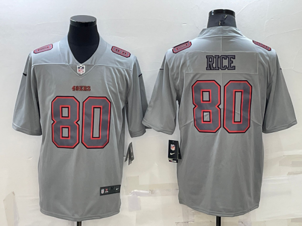 Men's San Francisco 49ers #80 Jerry Rice Grey Atmosphere Fashion Stitched Jersey - Custom Name
