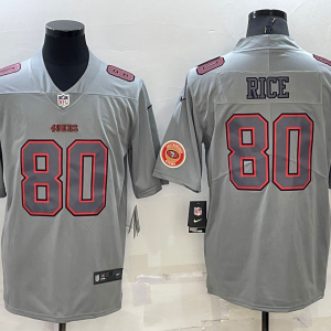 Men's San Francisco 49ers #80 Jerry Rice Grey With Patch Atmosphere Fashion Stitched Jersey - Custom Name
