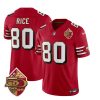 Men's San Francisco 49ers 80 Jerry Rice Red 2023 F.U.S.E. 50th Patch Throwback Stitched Football Jersey - Custom Name