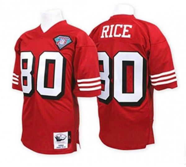 Men's San Francisco 49ers #80 Jerry Rice Red Stitched Throwback NFL Jersey - Custom Name
