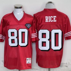 Men's San Francisco 49ers #80 Jerry Rice Red Throwback Stitched Football Jersey - Custom Name
