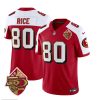 Men's San Francisco 49ers #80 Jerry Rice Red-White 2023 F.U.S.E. 50th Patch Throwback Stitched Football Jersey - Custom Name