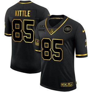 Men's San Francisco 49ers #85 George Kittle 2020 Black-Gold Salute To Service Limited Stitched NFL Jersey - Custom Name