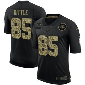Men's San Francisco 49ers #85 George Kittle 2020 Black NFL Camo Salute To Service Limited Stitched Jersey - Custom Name