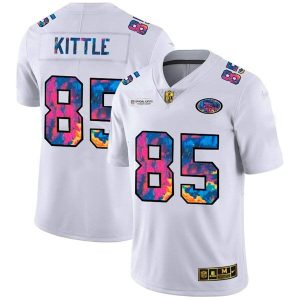 Men's San Francisco 49ers #85 George Kittle 2020 White NFL Crucial Catch Limited Stitched Jersey - Custom Name