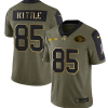 Men's San Francisco 49ers #85 George Kittle 2021 Olive Camo Salute To Service Golden Limited Stitched Jersey - Custom Name
