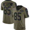 Men's San Francisco 49ers #85 George Kittle 2021 Olive Camo Salute To Service Limited Stitched Jersey - Custom Name