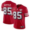 Men's San Francisco 49ers #85 George Kittle 2021 Red With C Patch 75th Anniversary Vapor Untouchable Limited Stitched Jersey - Custom Name