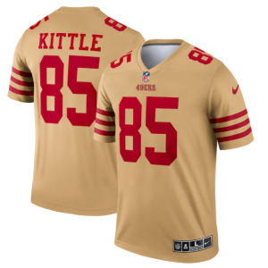 Men's San Francisco 49ers #85 George Kittle 2022 New Gold Inverted Legend Stitched Football Jersey - Custom Name