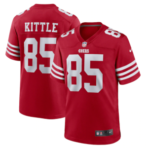 Men's San Francisco 49ers #85 George Kittle 2022 New Scarlet Stitched Game Jersey - Custom Name