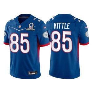 Men's San Francisco 49ers #85 George Kittle 2022 Royal NFC Pro Bowl Stitched Jersey - Custom Name