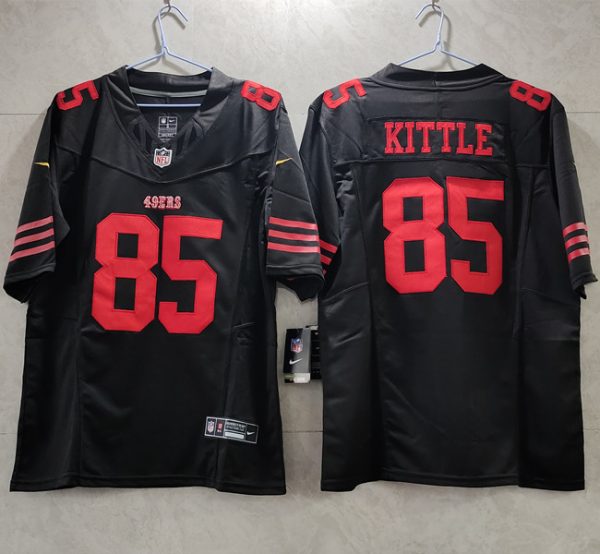 Men's San Francisco 49ers #85 George Kittle Black 2023 F.U.S.E. Vapor Untouchable Limited Stitched Football Jersey - Custom Name