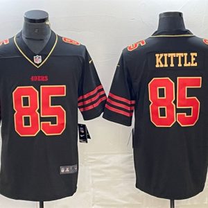 Men's San Francisco 49ers #85 George Kittle Black Gold Stitched Jersey - Custom Name