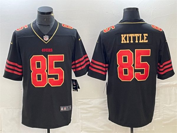 Men's San Francisco 49ers #85 George Kittle Black Gold Stitched Jersey - Custom Name
