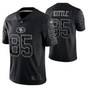 Men's San Francisco 49ers #85 George Kittle Black Reflective Limited Stitched Football Jersey - Custom Name