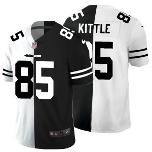 Men's San Francisco 49ers #85 George Kittle Black & White NFL Split Limited Stitched Jersey - Custom Name