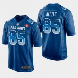 Men's San Francisco 49ers #85 George Kittle Blue Stitched Jersey - Custom Name