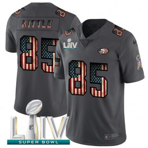 Men's San Francisco 49ers #85 George Kittle Gray With Super Bowl Patch Fashion Static Limited Stitched NFL Jersey - Custom Name