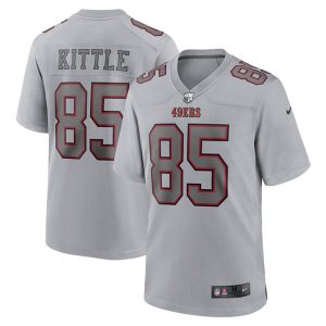 Men's San Francisco 49ers #85 George Kittle Grey Atmosphere Fashion Stitched Game Jersey - Custom Name