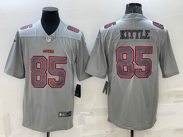 Men's San Francisco 49ers #85 George Kittle Grey Atmosphere Fashion Stitched Jersey - Custom Name