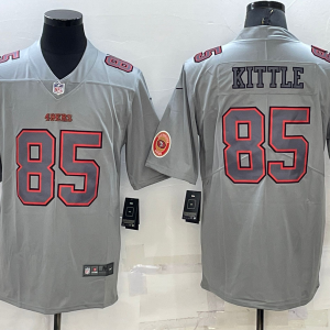 Men's San Francisco 49ers #85 George Kittle Grey With Patch Atmosphere Fashion Stitched Jersey - Custom Name