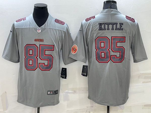 Men's San Francisco 49ers #85 George Kittle Grey With Patch Atmosphere Fashion Stitched Jersey - Custom Name