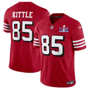 Men's San Francisco 49ers #85 George Kittle New Red F.U.S.E. Super Bowl LVIII Patch Vapor Untouchable Limited Stitched Football Jersey - Custom Name