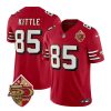 Men's San Francisco 49ers #85 George Kittle Red 2023 F.U.S.E. 50th Patch Throwback Stitched Football Jersey - Custom Name