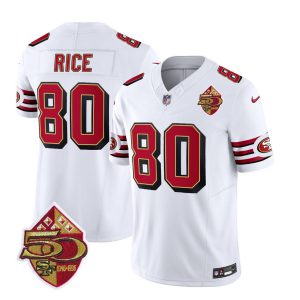 Men's San Francisco 49ers #85 George Kittle Red 2023 F.U.S.E. 50th Patch Throwback Stitched Football Jersey1 - Custom Name