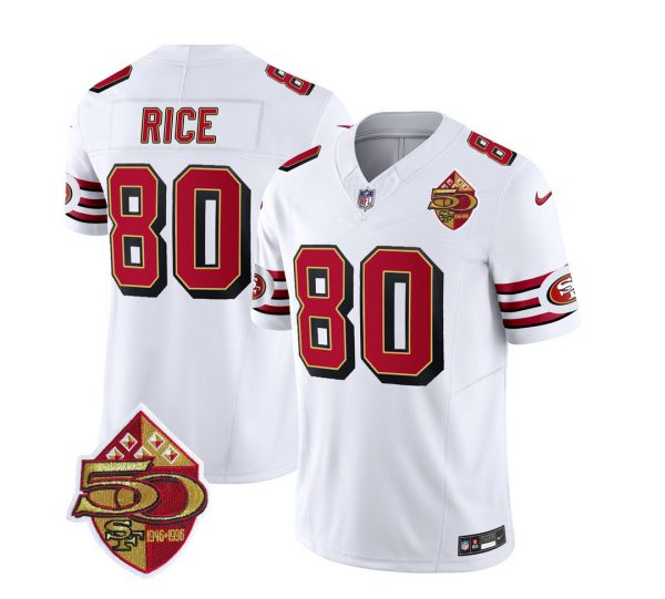 Men's San Francisco 49ers #85 George Kittle Red 2023 F.U.S.E. 50th Patch Throwback Stitched Football Jersey1 - Custom Name