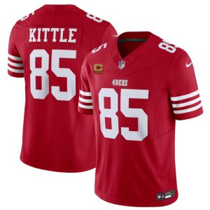 Men's San Francisco 49ers #85 George Kittle Red 2023 F.U.S.E. With 4-Star C Patch Vapor Untouchable Limited Stitched Football Jersey - Custom Name