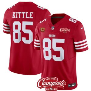 Men's San Francisco 49ers #85 George Kittle Red 2023 F.U.S.E. With 4-star C Ptach And NFC West Champions Patch Stitched Football Jersey - Custom Name