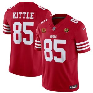 Men's San Francisco 49ers #85 George Kittle Red 2023 F.U.S.E. With 4-star C Ptach AndJohn Madden Patch Vapor Limited Stitched Football Jersey - Custom Name