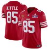 Men's San Francisco 49ers #85 George Kittle Red F.U.S.E. Super Bowl LVIII Patch And 4-star C Patch Vapor Untouchable Limited Stitched Football Jersey - Custom Name