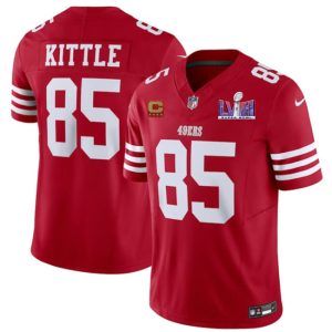 Men's San Francisco 49ers #85 George Kittle Red F.U.S.E. Super Bowl LVIII Patch And 4-star C Patch Vapor Untouchable Limited Stitched Football Jersey - Custom Name