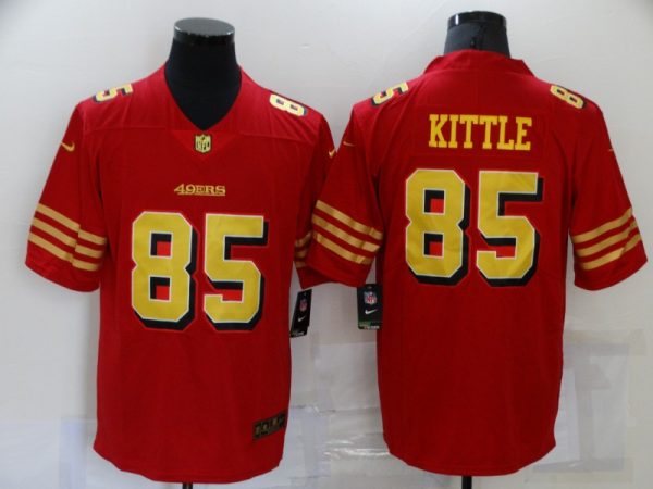 Men's San Francisco 49ers #85 George Kittle Red Gold Vapor Untouchable Limited Stitched Jersey - Custom Name