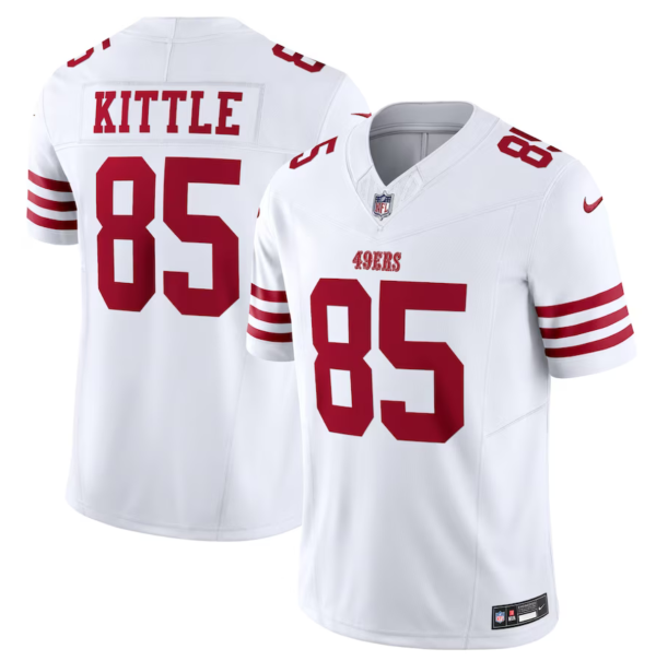 Men's San Francisco 49ers #85 George Kittle White 2023 F.U.S.E. Vapor Untouchable Limited Stitched Football Jersey - Custom Name