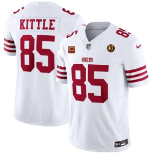 Men's San Francisco 49ers #85 George Kittle White 2023 F.U.S.E. With 4-star C Ptach And John Madden Patch Vapor Limited Stitched Football Jersey - Custom Name