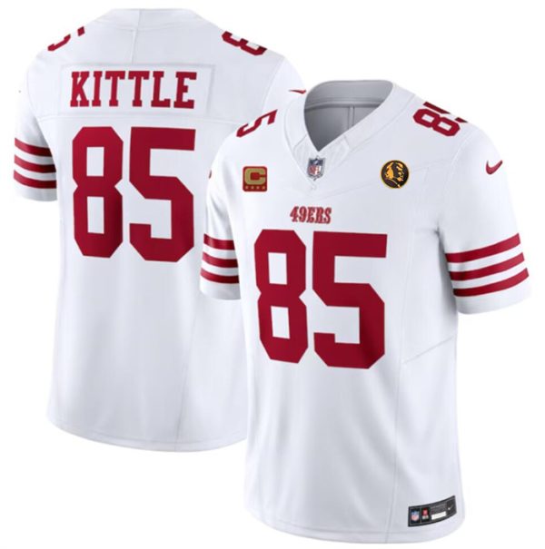 Men's San Francisco 49ers #85 George Kittle White 2023 F.U.S.E. With 4-star C Ptach And John Madden Patch Vapor Limited Stitched Football Jersey - Custom Name