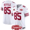 Men's San Francisco 49ers #85 George Kittle White 2023 F.U.S.E. With 4-star C Ptach And NFC West Champions Patch Stitched Football Jersey - Custom Name