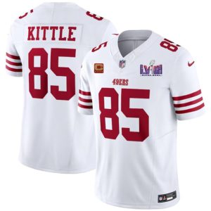 Men's San Francisco 49ers #85 George Kittle White F.U.S.E. Super Bowl LVIII Patch And 4-star C Patch Vapor Untouchable Limited Stitched Football Jersey - Custom Name