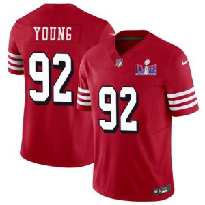 Men's San Francisco 49ers #92 Chase Young New Red F.U.S.E. Super Bowl LVIII Patch Vapor Untouchable Limited Stitched Football Jersey - Custom Name
