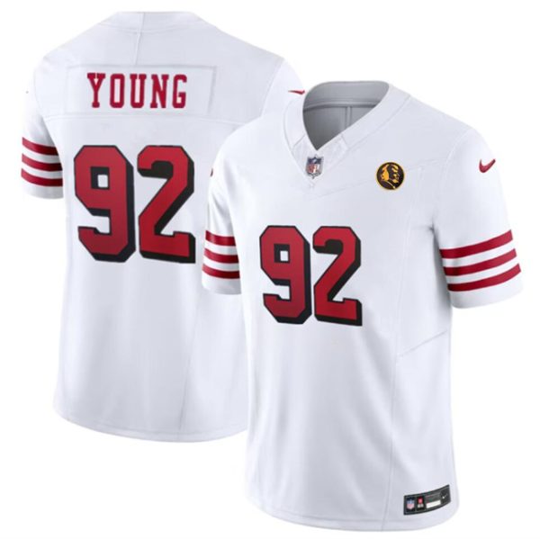Men's San Francisco 49ers #92 Chase Young New White 2023 F.U.S.E. With John Madden Patch Vapor Limited Stitched Football Jersey - Custom Name